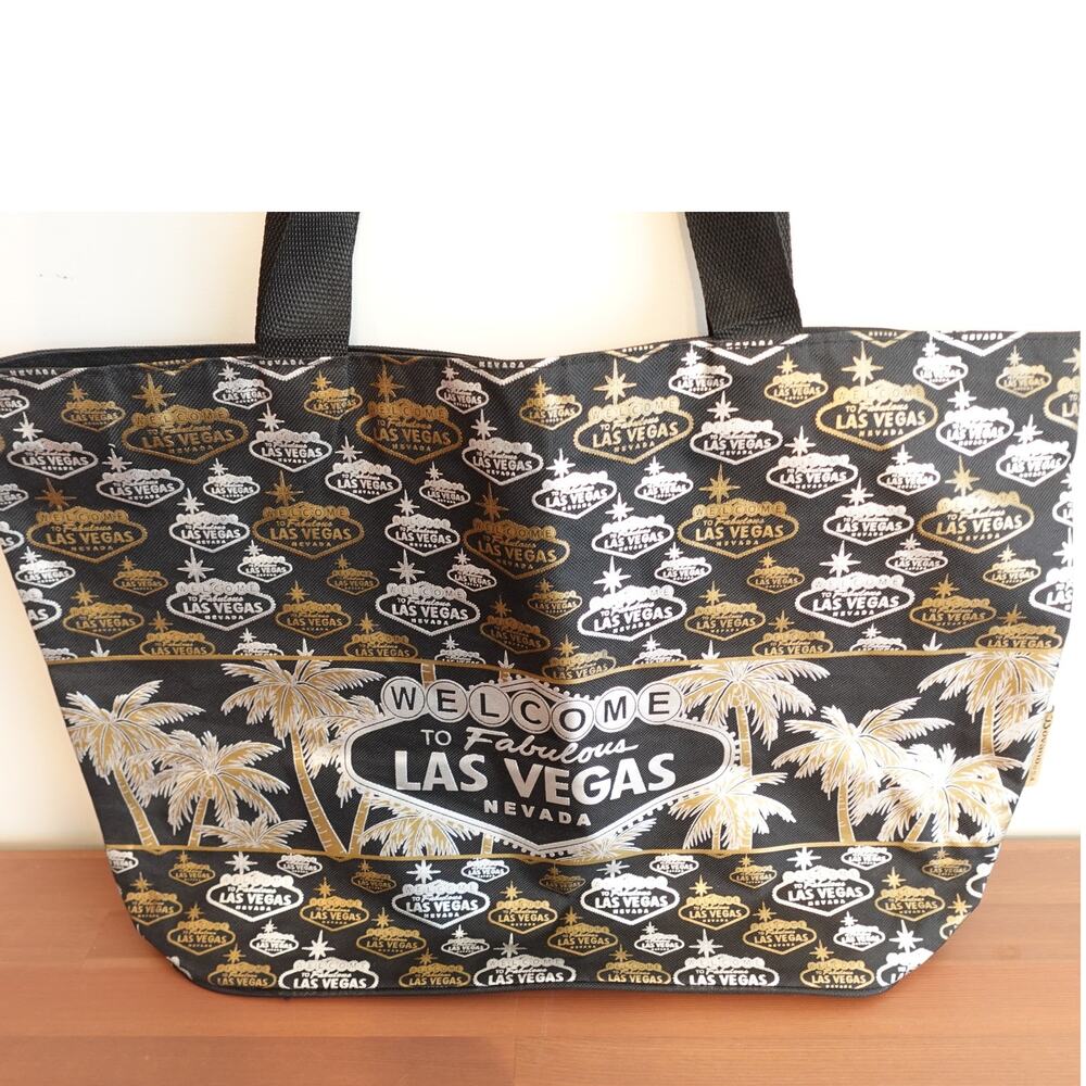BOVANO Las Vegas zipTote / BLACK SILVER GOLD Welcome to Vegas!